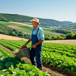 Rural Landscape with Farmer**

"A sun-drenched field in the French countryside, featuring a smiling farmer in appropriate work attire tending to his crops, fully clothed, modest clothing, rolling hills in the background, safe for work, perfect anatomy, natural proportions, professional photography, family-friendly."

**