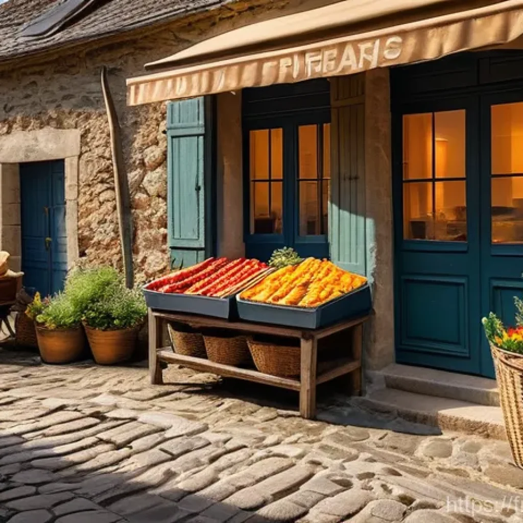 농촌관광기획사 실기 시험 팁 - **Prompt:** A vibrant, authentic scene of "slow tourism" in a picturesque French village at dawn. Th...
