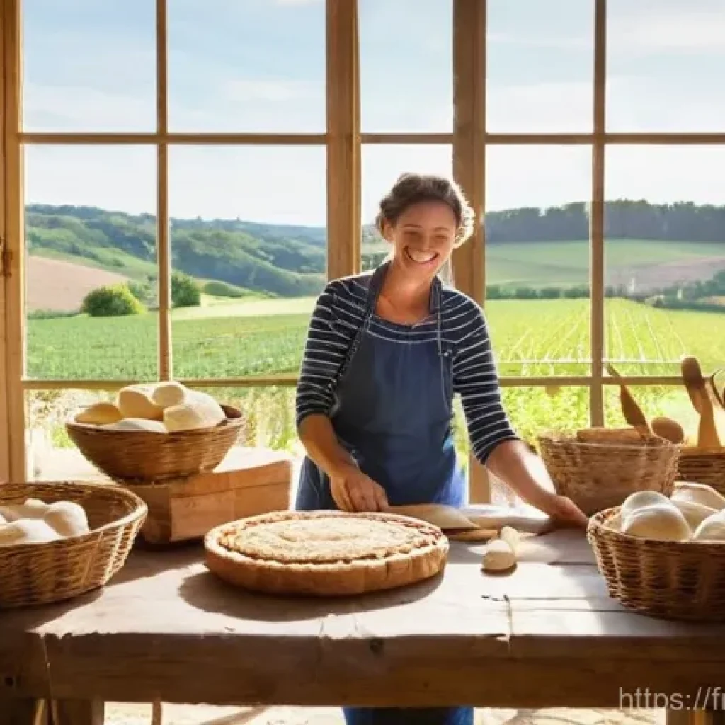 농촌관광기획사 커리어 관리 - **Prompt:** A serene, authentic scene set within a traditional French rural farm in the picturesque ...