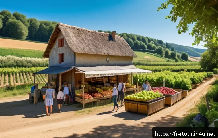 농촌관광기획사 업무 효율화 전략 - A vibrant rural tourism scene set in the French countryside during summer, showcasing a diverse grou...