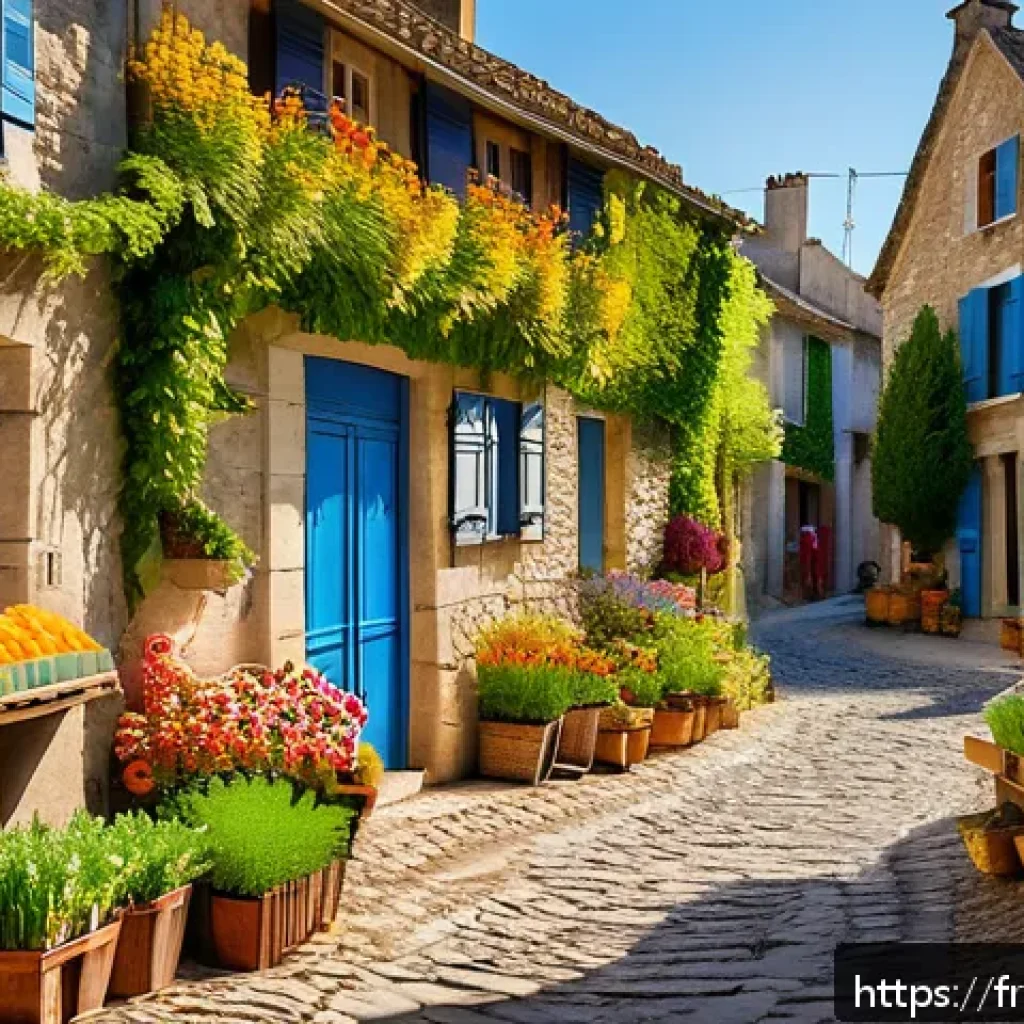 농촌관광기획사 자격증 시험과목 분석 - A charming rural French village scene during early autumn, featuring traditional stone cottages with...