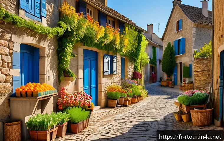 농촌관광기획사 자격증 시험과목 분석 - A charming rural French village scene during early autumn, featuring traditional stone cottages with...