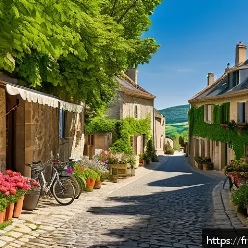 농촌관광기획사 자격증 시험 난이도 - A detailed scene of a rural French village showcasing its rich heritage and tourist appeal: cobblest...
